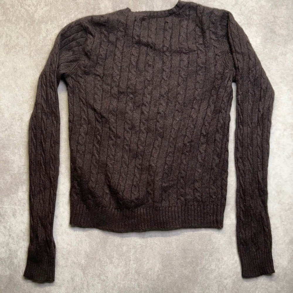 Lauren Ralph Lauren Brown 100% Cashmere Cable Knit Sweater Womens Small - Picture 4 of 6